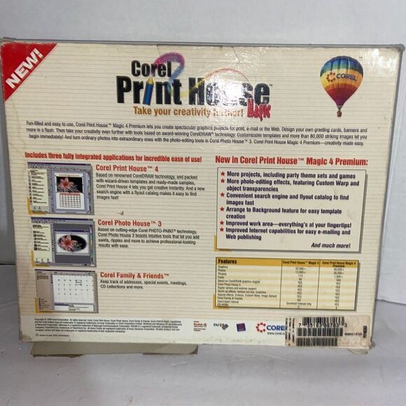 New Corel Print House Magic Premium v4.0 Big Box PC-CD Win 95/98, Sealed Discs! - Picture 3 of 10
